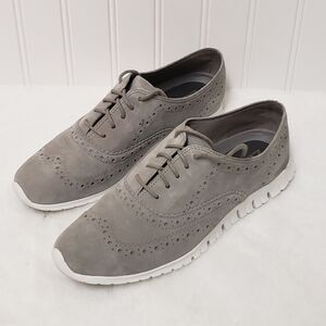 Womens Cole Haan ZeroGrand Gray Suede Wingtip Oxfords Sz 7.5 B